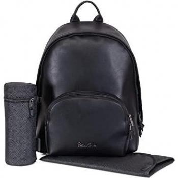 Mochila Cambiadora de Piel Vegana Silver Cross - Negra