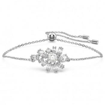 Pulsera Swarovski Gema Ajustable con Diseño de Flor en Rodio y Cristales Blancos 5644684
