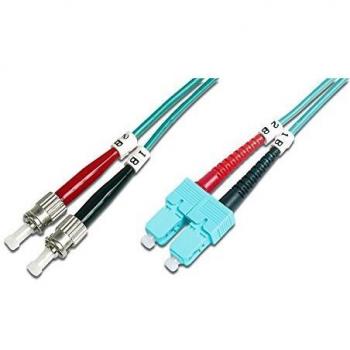 DIGITUS Cable de conexión LWL OM2 - Cable de Fibra óptica de 5 m ST a SC - LSZH - Duplex Multimodo 50/125µ - 10 GBit/s - Naranja