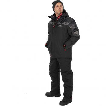 Traje de Invierno Fox Rage Negro/Camuflaje/Rojo Gr.XL - Impermeable, Cortaviento, Con Forro de Microfleece