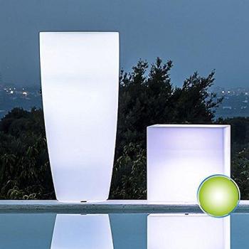 Maceta luminosa redonda Agave con luz verde H90 Ø40 cm