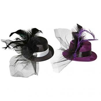 P 'tit 10089 Mini sombrero de payaso HDF – Gem con clip y plumas, multicolor