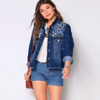 VENCA Short Vaquero Vuelta en el bajo Mujer by Vencastyle - 010159,Azul Medio,46