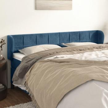 Cabecero de terciopelo azul oscuro con orejas 183x23x78/88 cm