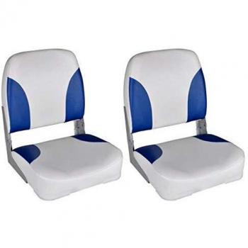 vidaXL 2X Asientos Barco Respaldo Plegable Cojín Piezas Accesorios Articulos Embarcaciones Veleros Resistentes a los Rayos UV Azul/Blanco 41x36x48cm