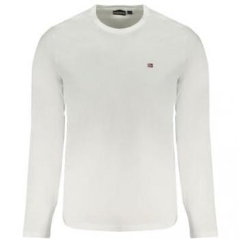 Napapijri Salis Long Sleeve Cotton T-Shirt for Men - Bright White - Size S