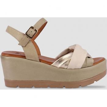 Sandalias de cuña de mujer de piel en nude