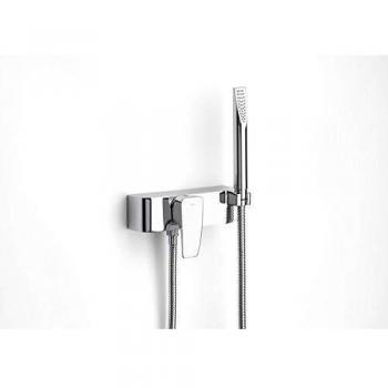 Roca Thesis - grifo monomando exterior para ducha con ducha de mano, flexible de 1,50 m. y soporte de ducha . Griferías hidrosanitarias Monomando. Ref. A5A0150C00