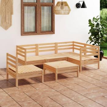 6-Piece Solid Pinewood Garden Lounge Set