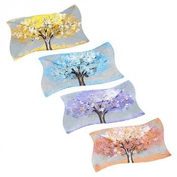 Plato Árbol Abstracto Multicolor - Pack de 4 Unidades para Decoración (23x41x5 cm)