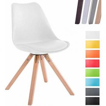 Silla de Visita Toulouse Square en Cuero PU con Base de Madera Natural - Color Blanco