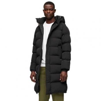 Chaqueta Acolchada Larga con Capucha para Hombre Superdry Negra XXL Sostenible en Nylon Reciclado