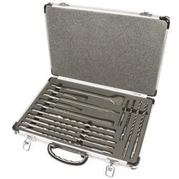 Caja de aluminio HITACHI de 12 brocas 2 picos y 3 cinceles SDS-PLUS 402555