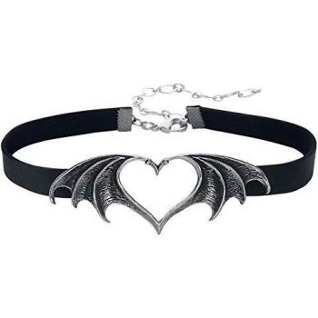 Alchemy Gothic Nocte Amor Mujer Choker Negro/Plateado, Peltre,