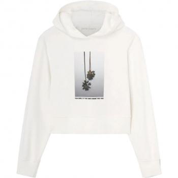 Palm Angels Women's Fitted Cotton Hoodie in White | Size Small | PWBB022E23FLE001