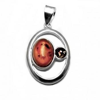 Colgante de Plata con Ámbar Oval Calado