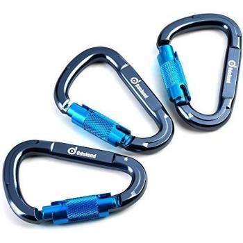 Escalada mosquetón, ODOLAND 3PCS bloqueo por giro de aluminio mosquetón - 25KN forma de pera - Quick-Lock Mosquetón de escalada, las operaciones a gran altura, rescate, Aventura, Rappel