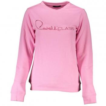 Cavalli Class Embroidered Pink Cotton Sweatshirt - Size L