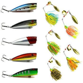 zooshine Mini duro de pesca spinner cebo señuelo para Pike Bass Catfish, 5 Spinnerbait + Crankbait