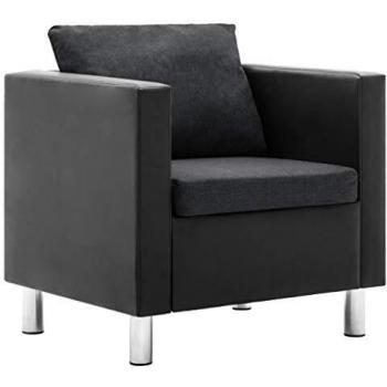 vidaXL Sillón Cuero Sintético Negro Gris Oscuro Asiento Sofá Silla Salón Hogar