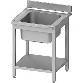 Romux® - Fregadero Industrial de Acero Inoxidable Profesional con 1 Seno y Estante, Dimensiones 600x700x850 mm, Fabricado en Acero de 1 mm de Grosor, Gran Robustez