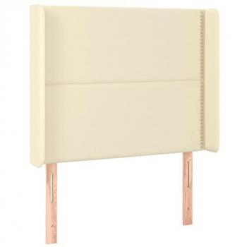 Cabecero con LED cuero sintético color crema 83x16x118/128 cm