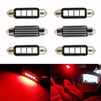 Ralbay 6 x 42mm LED Canbus 4SMD 5050 Luz Interior de Coche Festón Lámpara Rojo Numero de Canbus c5w luz de la placa del adorno de la boveda del bulbo de 12V Auto-Dome Bombilla