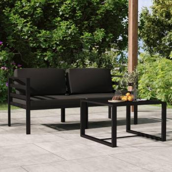 3-Piece Anthracite Aluminum Garden Lounge Set with Cushions
