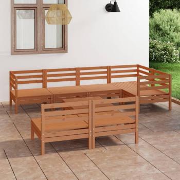 Juego de muebles de jardín 8 piezas madera maciza pino marrón miel