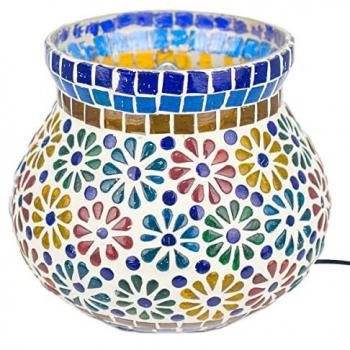 Lámpara Marroquí de Sobremesa Multicolor de Cristal Vidrio 16x16x15cm - Signes Grimalt