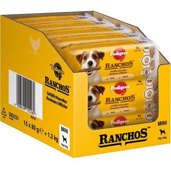 Pedigree Ranchos Mini Stuffed Rolls Chicken Flavor Dog Treats - 10 x 80 g