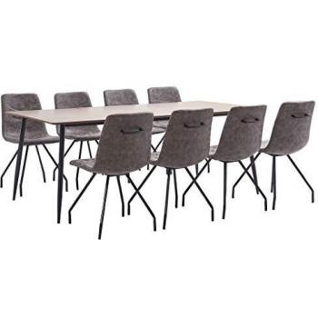 vidaXL Juego de Comedor 9 Piezas de Cuero Sintético Mobiliario Interior Casa Hogar Robusto Duradero Resistente Funcional Práctico Útil Marrón Oscuro