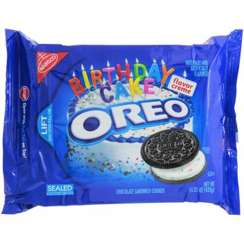 Nabisco, Oreo, Birthday Cake Creme, Chocolate Cookie, 15.25oz Bag