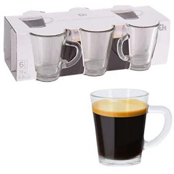 Set de 6 tazas de café expreso de cristal de 70 ml (1 cl)