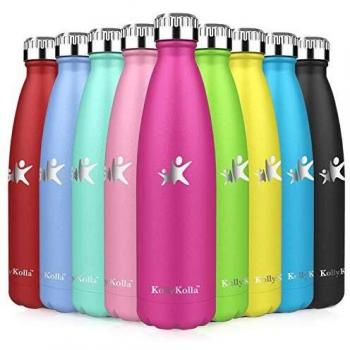 KollyKolla Botella de Agua Acero Inoxidable, Termo Sin BPA Ecológica, Botellas Termica Reutilizable Frascos Térmicos para Niños & Adultos, Deporte, Oficina, Yoga, Ciclismo,
