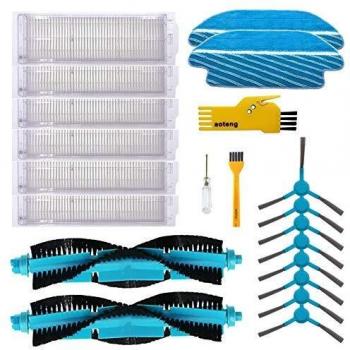 aotengou Accesorios para Cecotec Conga 3490 3290 Robot Aspirador Repuestos Paquete de 2 cepillos Principales, 6 filtros Hepa, 8 cepillos Laterales, 2 Trapos de Limpieza