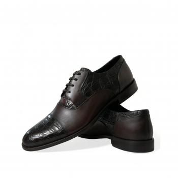 Dolce & Gabbana Brown Exotic Leather Derby Dress Shoes - EU44/US11