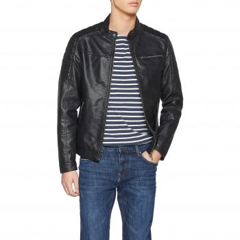 Jack & Jones Rocky Black Biker Jacket for Men - Size L