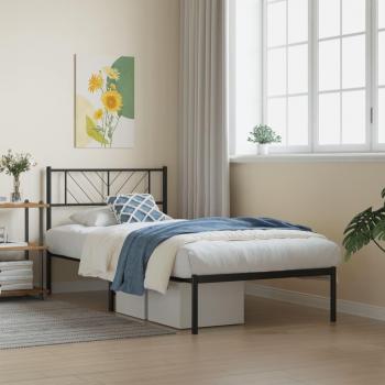 Cabecero de cama metal negro 90x190 cm con estructura sin colchón vidaXL