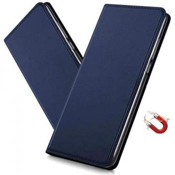 MRSTER Funda para Samsung Galaxy A30s, Business Style Funda de PU Cuero Billetera Carcasa Flip Cubrir con Cierre Magnético para Samsung Galaxy A30s / A50. DT Blue