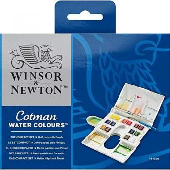 Caja Plástica Compacta de 14 Medio Godets de Acuarela Cotman Winsor & Newton