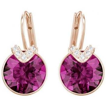Swarovski Pendientes Bella V de Mujer, Fucsia, Baño de oro rosa