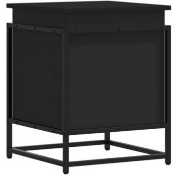 Caja de almacenaje con tapa de madera ingeniería negra 40x40x51,5 cm, ideal para mantas, juguetes y otros objetos