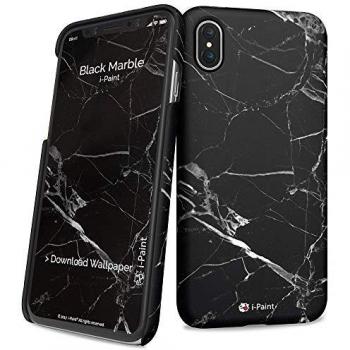 Carcasa Rígida Slim i-Paint para iPhone X - Diseño de Mármol Negro