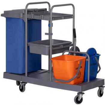 Carro de Limpieza Multicolor con Bolsa de Basura, Cubos de Fregar de 18L y Escurridor de Prensa - 111x63,3x103 cm