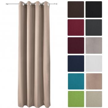 Beautissu Cortina térmica de ojales Amelie - 140x245 cm Arena/Crudo Uni - Para ventanas opaca y aislante