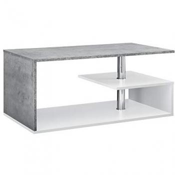 Mesa de Centro Haarlem 90 x 50 x 41 cm - Blanco con Acabado Efecto Hormigón