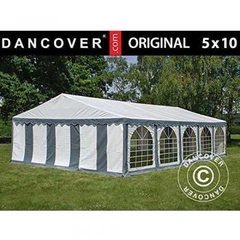 Carpa para Fiestas Original 5x10m PVC Gris/Blanco