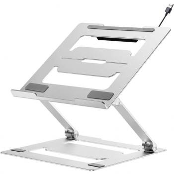 Soporte Ergonómico para Portátil MyWall HT17L, Ajustable en Altura, con Hub USB y Diseño Inclinable, Compatible con 11-17 Pulgadas