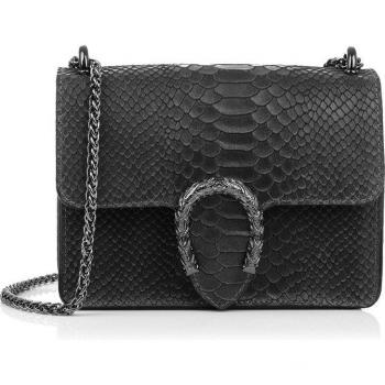 Lorenza Bolso de mano Mujer.Piel auténtica Gamuza Grabado Serpiente. Made in Italy. Vera Pelle Italiana